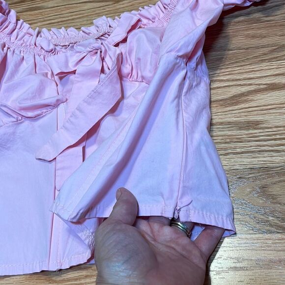Bustier style Shirt, Pink Cotton crop top - Picture 3 of 7